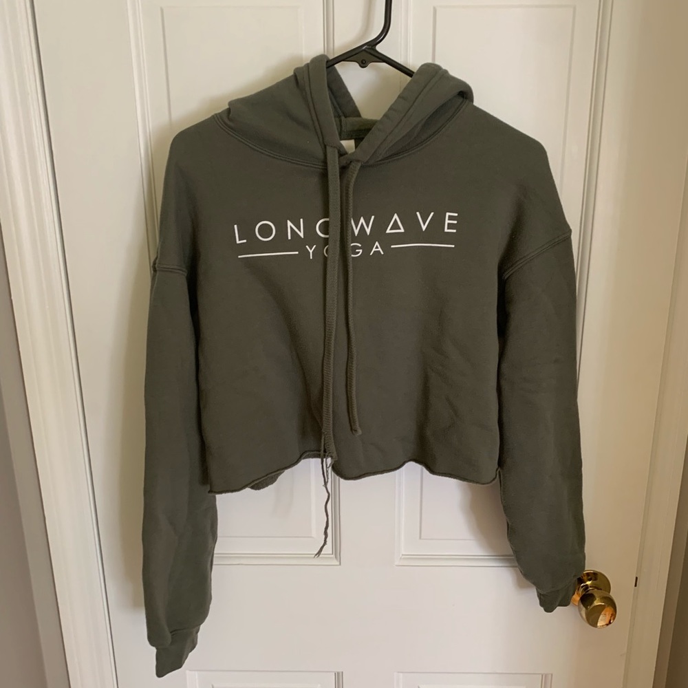 Army green cropped hoodie